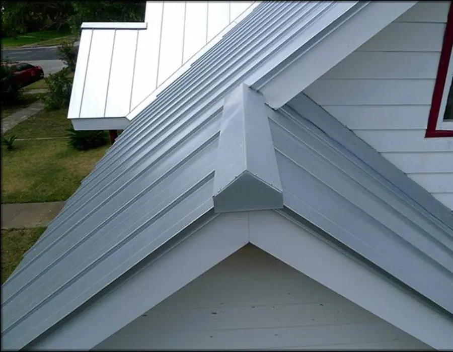 Close-up of corrugated metal roofing panels