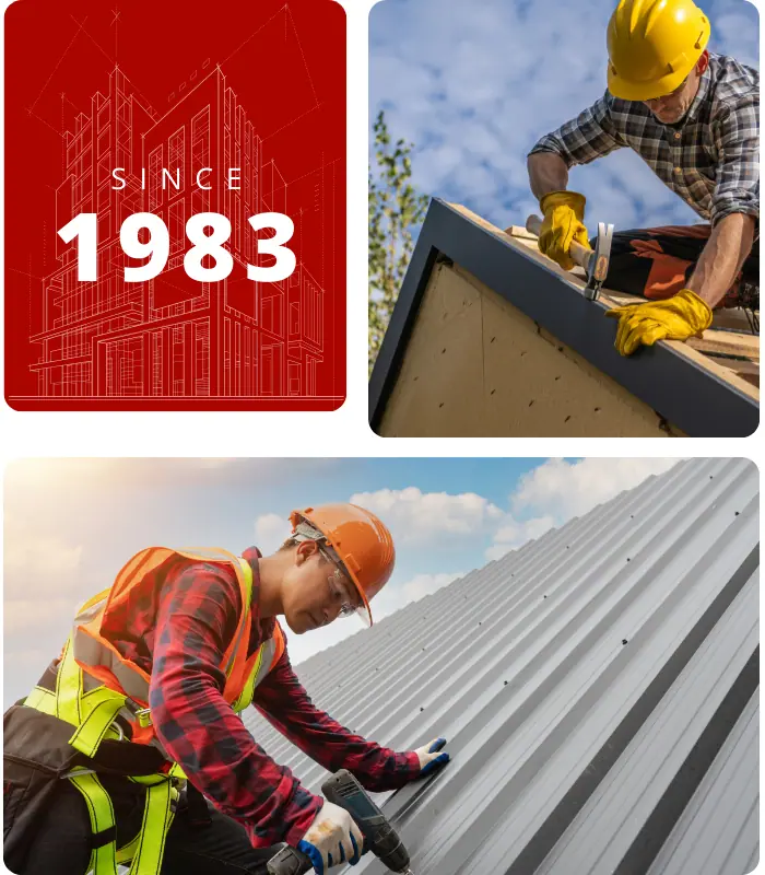 Since 1983: Stephens roofers at work on shingle and metal roofs